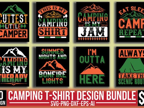 Camping t-shirt design bundle