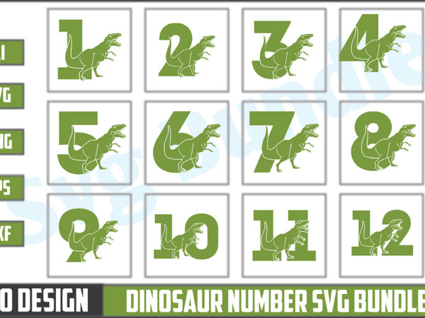 Dinosaur number svg bundle t shirt vector illustration