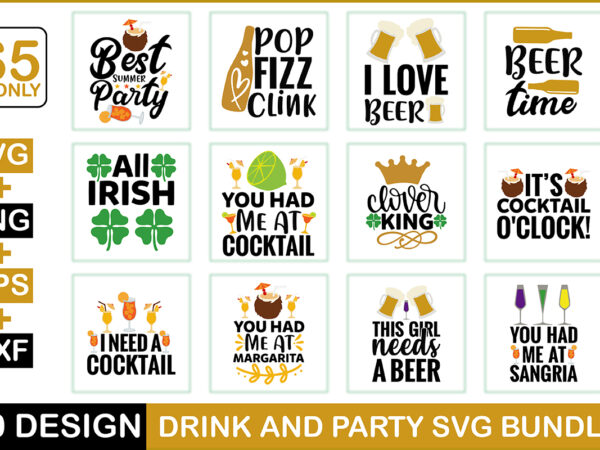 Drink and party svg bundle t shirt vector illustration