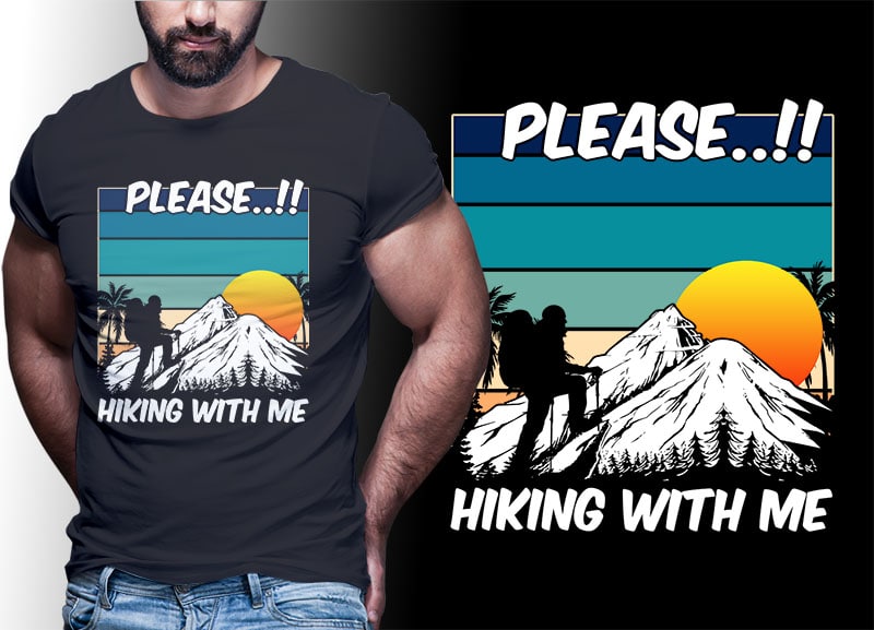 HIKING CLIMB MOUNTAIN Vintage Retro Tshirt Designs Bundle Editable