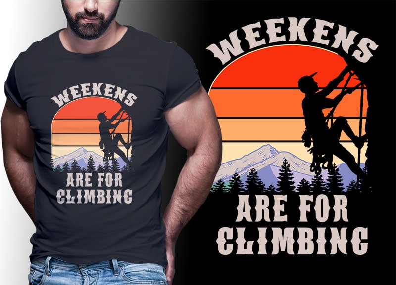 HIKING CLIMB MOUNTAIN Vintage Retro Tshirt Designs Bundle Editable