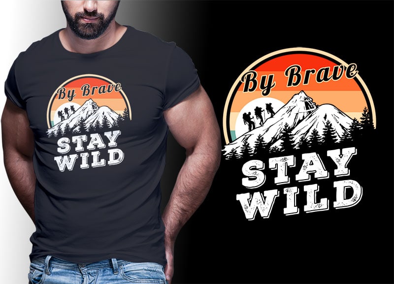 HIKING CLIMB MOUNTAIN Vintage Retro Tshirt Designs Bundle Editable