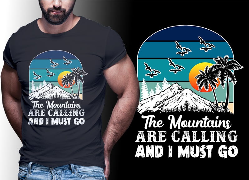 HIKING CLIMB MOUNTAIN Vintage Retro Tshirt Designs Bundle Editable