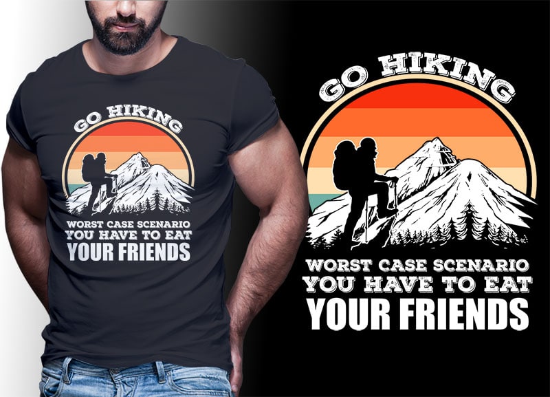 HIKING CLIMB MOUNTAIN Vintage Retro Tshirt Designs Bundle Editable