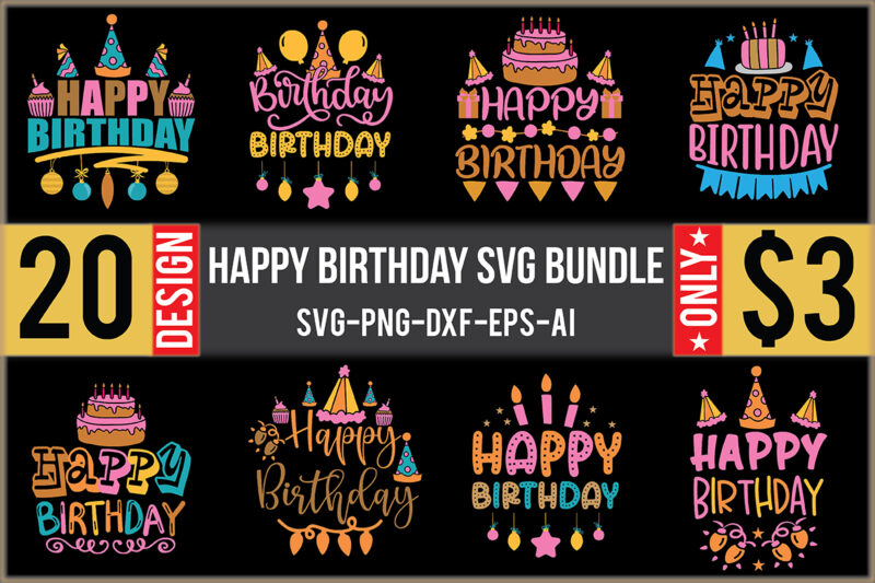 Happy Birthday Svg Bundle