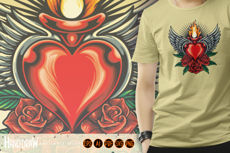 Beautiful Flower Heart. Heart From Flowers. T-shirt Design