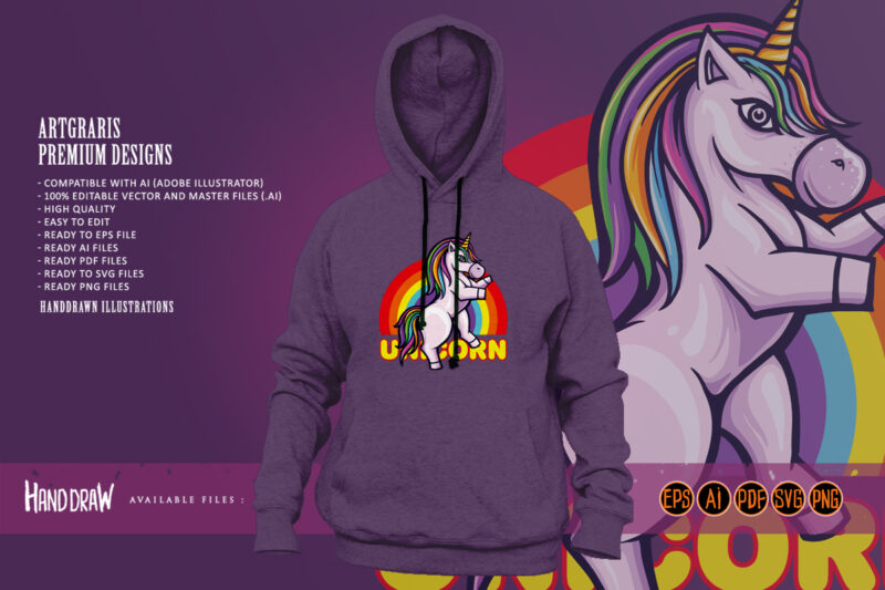 Cute unicorn pony rainbow Illustrations