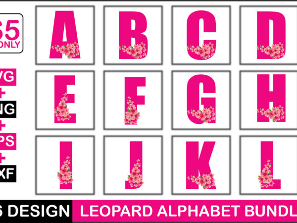 Leopard alphabet bundle t shirt vector graphic