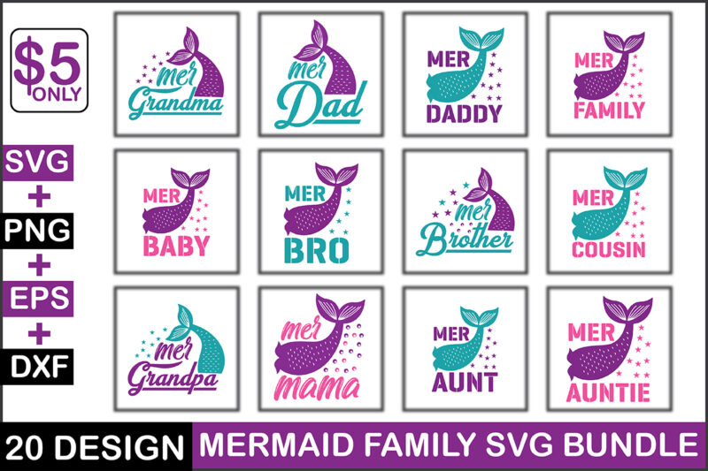 Mermaid Family Svg Bundle