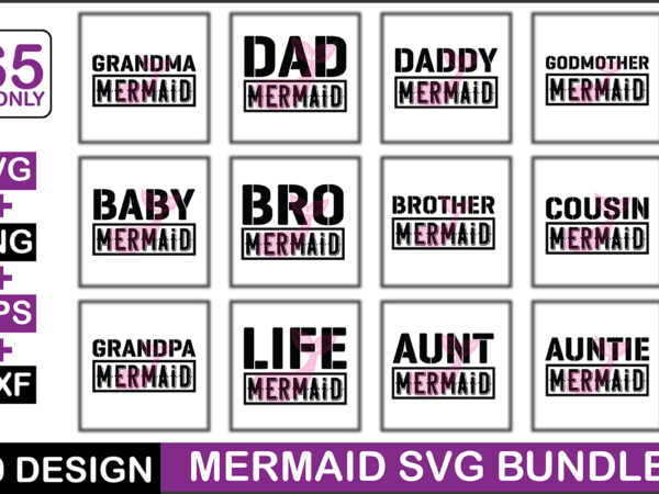 Mermaid svg bundle t shirt designs for sale