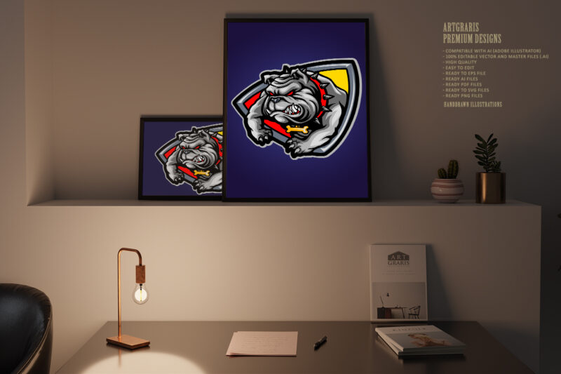 Angry bulldog logo mascot colorful