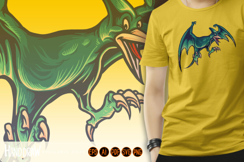 Pterodactyl Dinosaur Illustration PNG & SVG Design For T-Shirts