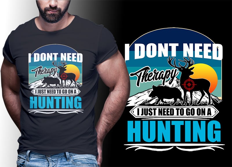 HUNTING Vintage Retro Tshirt Designs Bundle Editable