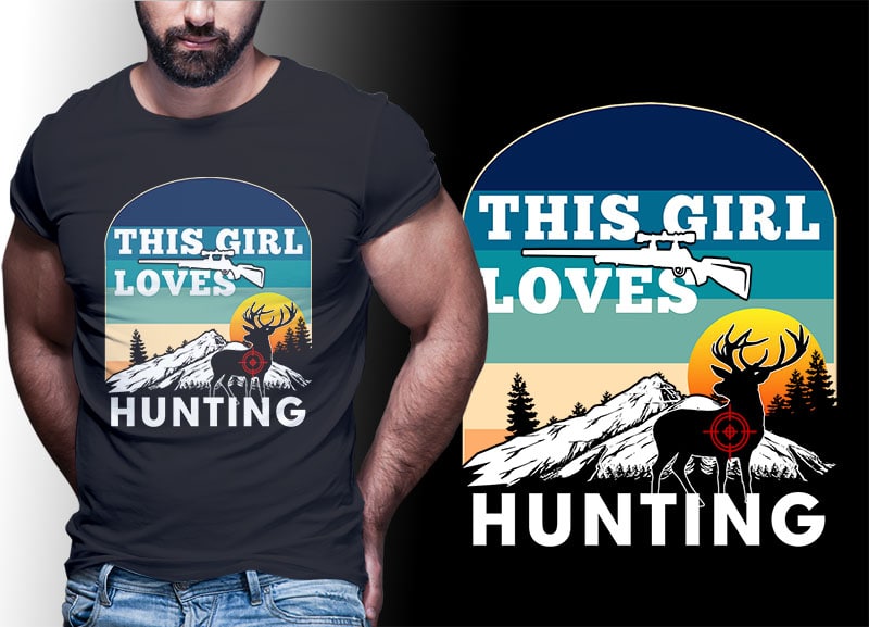 HUNTING Vintage Retro Tshirt Designs Bundle Editable