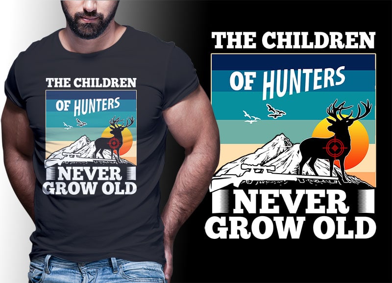 HUNTING Vintage Retro Tshirt Designs Bundle Editable