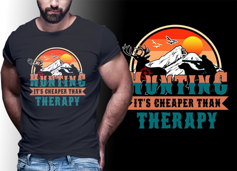 HUNTING Vintage Retro Tshirt Designs Bundle Editable