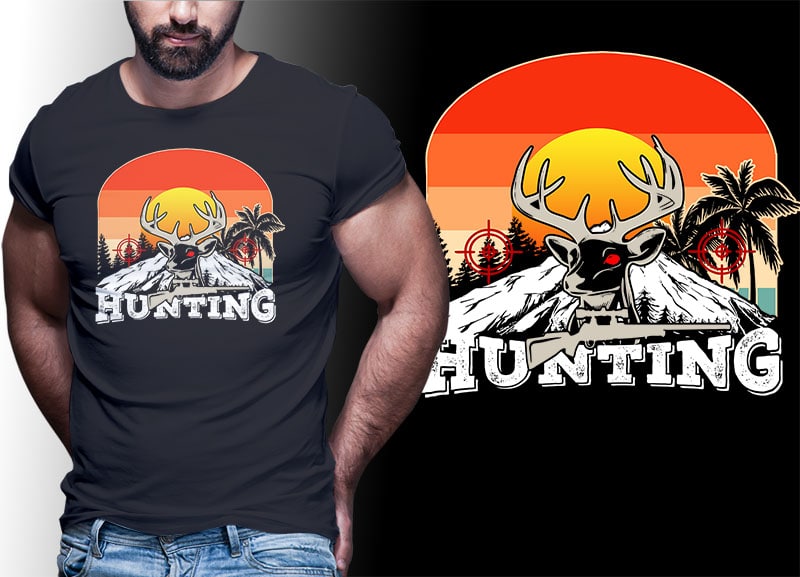 HUNTING Vintage Retro Tshirt Designs Bundle Editable