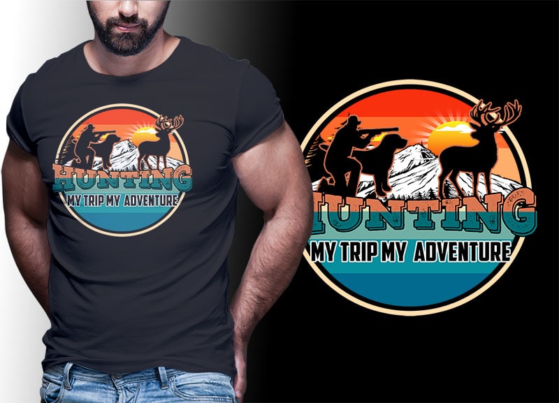 HUNTING Vintage Retro Tshirt Designs Bundle Editable