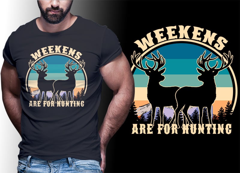 HUNTING Vintage Retro Tshirt Designs Bundle Editable