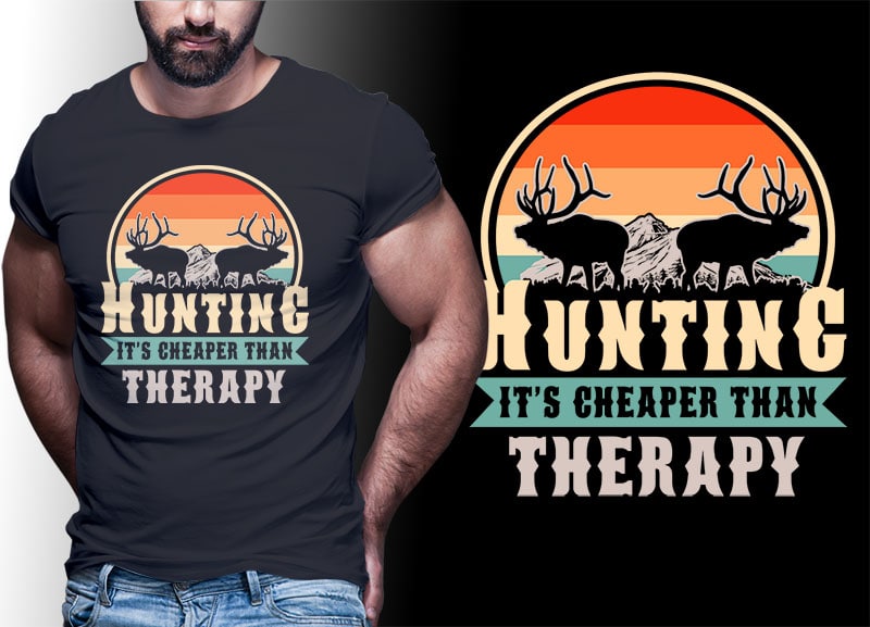 HUNTING Vintage Retro Tshirt Designs Bundle Editable