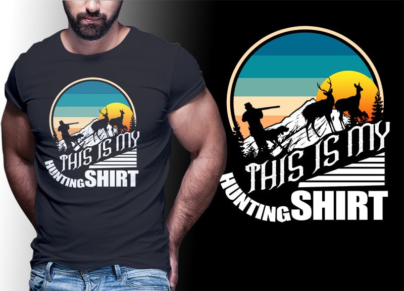 HUNTING Vintage Retro Tshirt Designs Bundle Editable