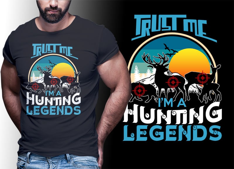 HUNTING Vintage Retro Tshirt Designs Bundle Editable