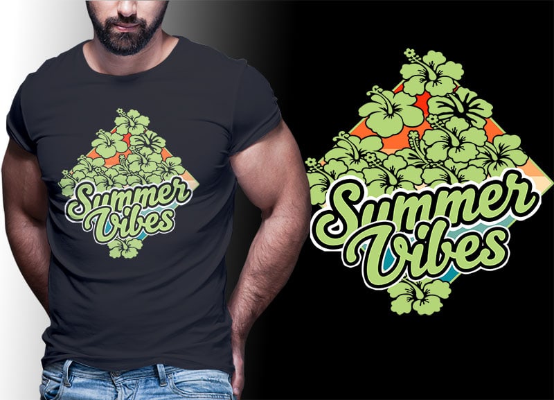 SUMMER SURFING Vintage Retro Tshirt Designs Bundle Editable