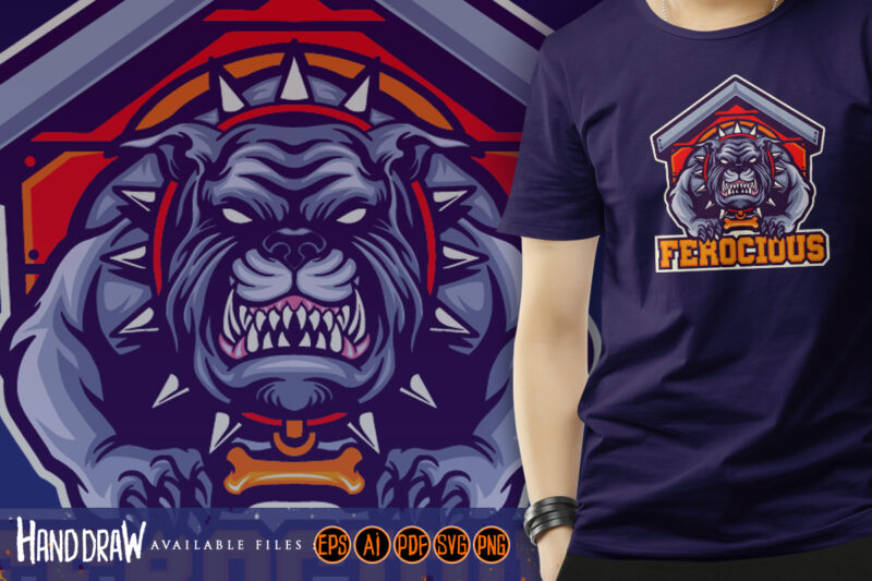 Angry Strong FEROCIOUS Dog Mascot Logo Cartoon