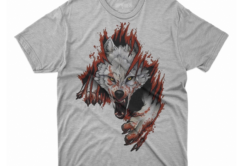 white wolf illustration, Sleeve tattoo Dog Black wolf, Dog T-shirt ...