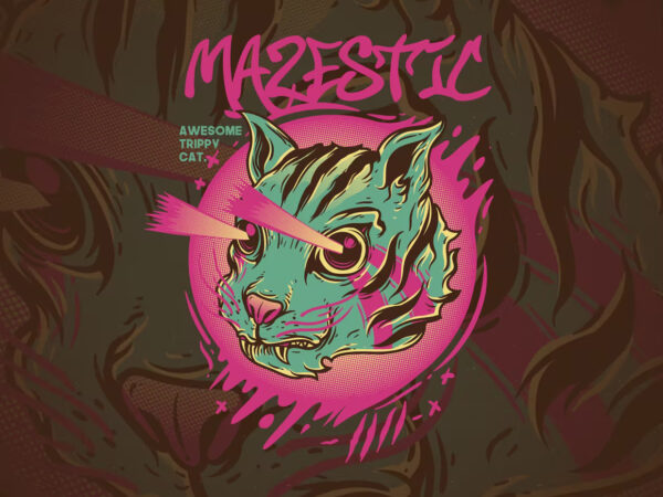 Mazestic cat t-shirt design