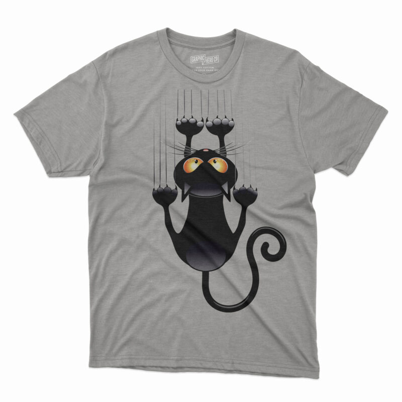 Funny black cat t shirt design