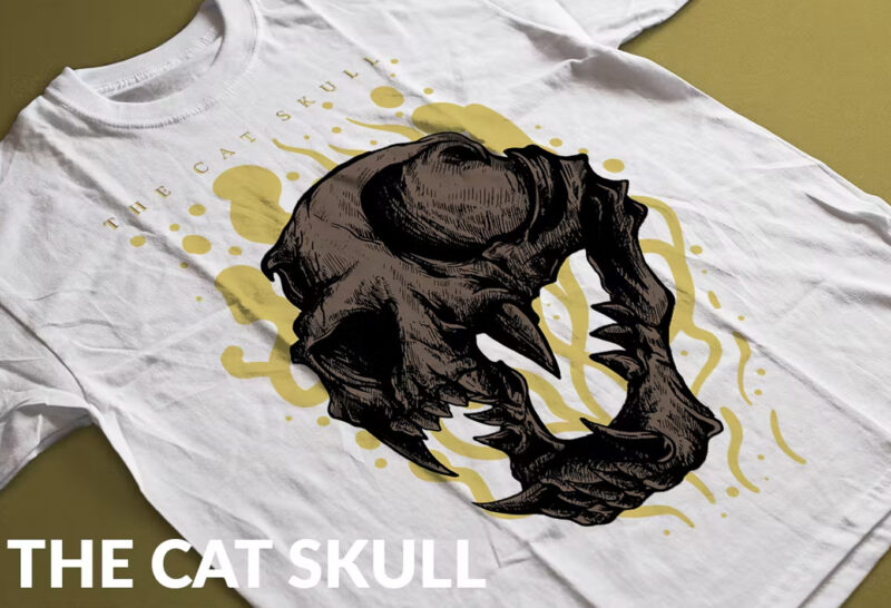 The Cat Skull T-Shirt Design