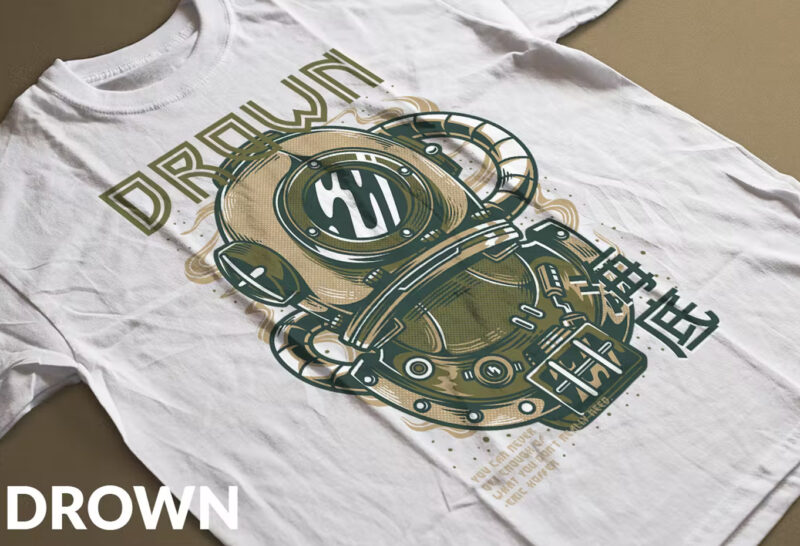 Drown Gold Retro Classic T-Shirt Design