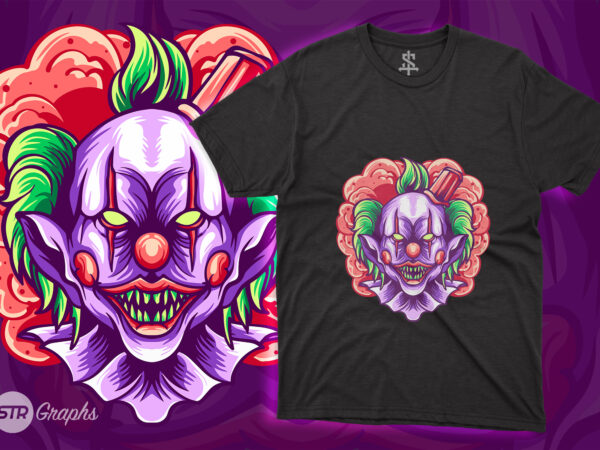 Scary clown – illustration t shirt template vector