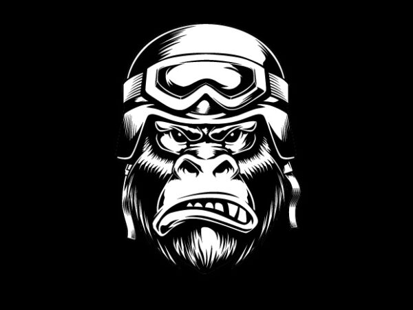 Gorilla head t shirt design template