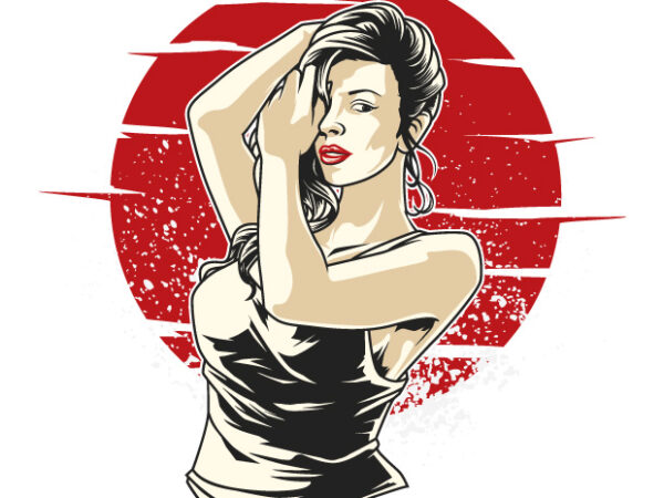 Pin up girl t shirt illustration