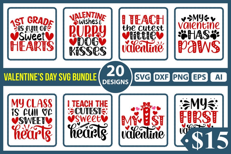 Valentine's Day T Shirt Design Bundle, Valentine Svg Bundle, Valentines ...