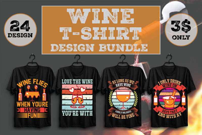 Wine T-Shirt Design Bundle