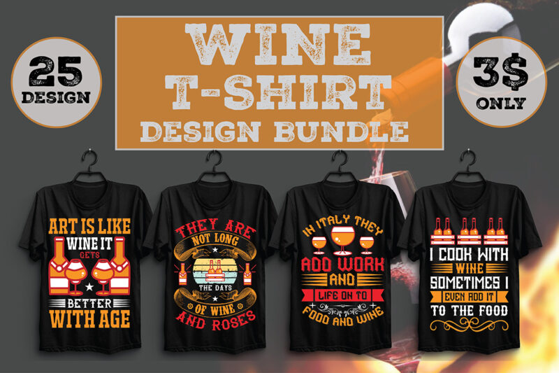 Wine T-Shirt Design Bundle