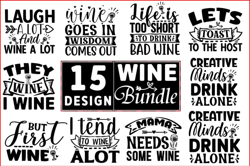 Wine SVG T shirt Design Bundle - Buy t-shirt designs