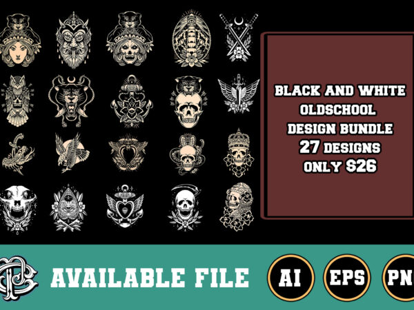 Black and white oldschool design bundle