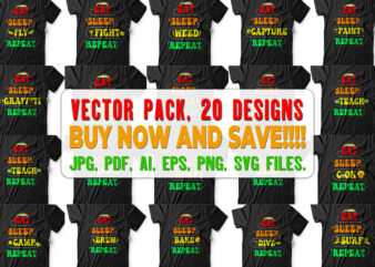 Pack of 20 T shirts design ready to print with all source files provided