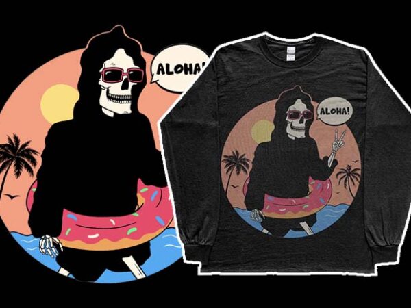 Alternative goth punk gothic grim reaper funny beach tshirt design artwork png