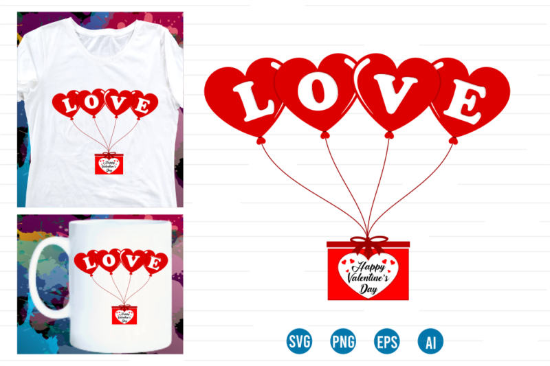 Valentines Day Heart Balloon svg t shirt designs bundle, love svg, Heart Svg