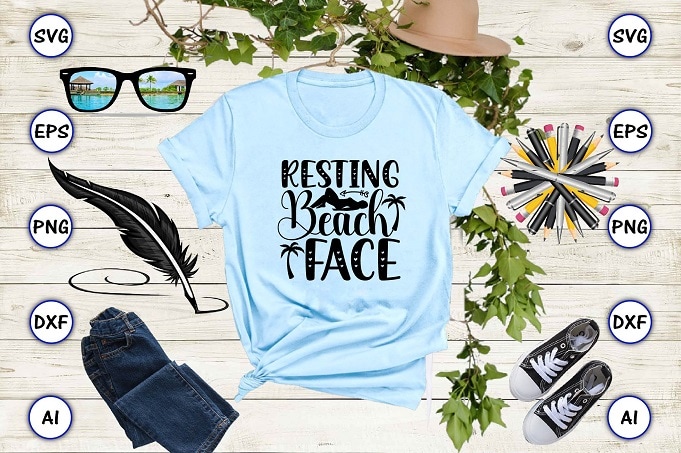 Resting beach face png & svg vector for print-ready t-shirts design