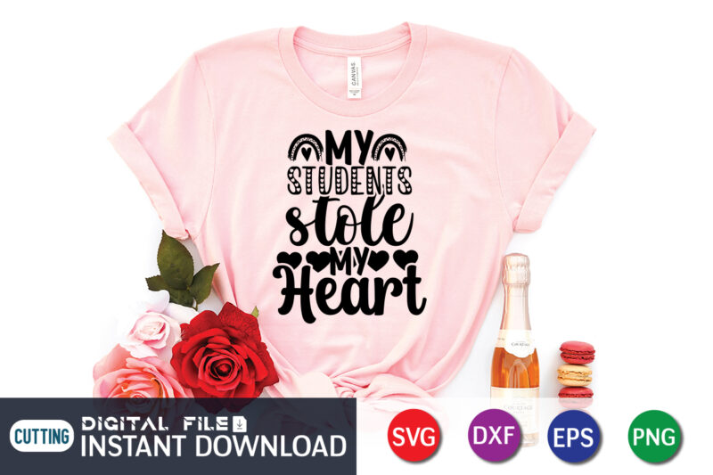 My student stole my heart shirt, heart element, happy valentine for lover, Happy Valentine Shirt print template, Heart sign vector, cute Heart vector, typography design for 14 February, Valentine vector,