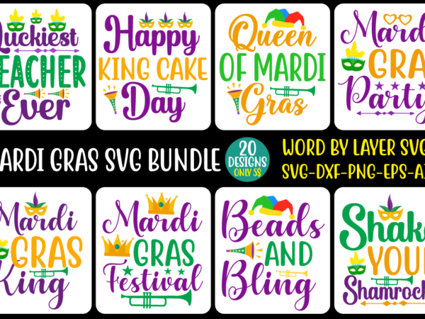 Mardi gras svg bundle t shirt designs for sale