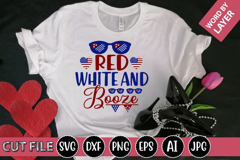 Red White And Booze SVG Vector for t-shirt - Buy t-shirt designs