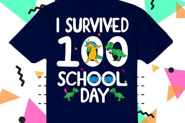 I survived 100 masked school days student teacher 2022 cute dinosaurs unicorn t-shirt, i survived 100 masked school days student png, i survived 100 masked, png, funny, humor, saying, unicorn, dinosaurs