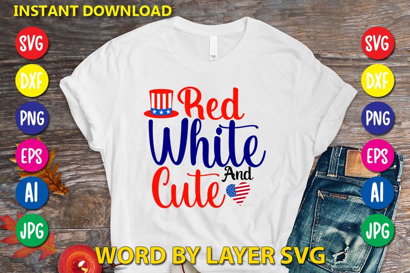 Red White And Cute Svg Vector T-shirt Design - Buy t-shirt designs